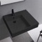 Matte Black Ceramic Wall Mounted or Vessel Sink With Counter Space